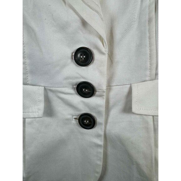 MNG by Mango Cotton Suit Jacket White Size 6 Blazer Cinched Waste Office Siren - Picture 3 of 11